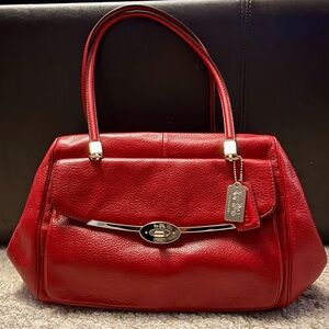 Coach Madison Madeline East West Berry Red Leather bag